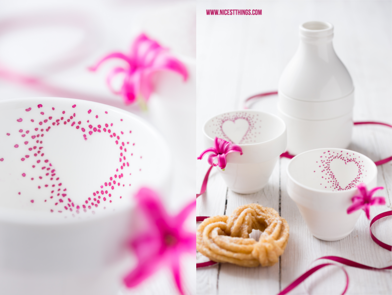 Tassen mit Herz selber bemalen zum Valentinstag