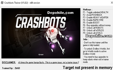 Crashbots (PC) Can,Level,Rapid Fire +9 Trainer Hilesi İndir