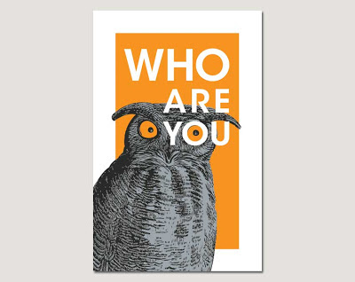 who are you owl poster on grey