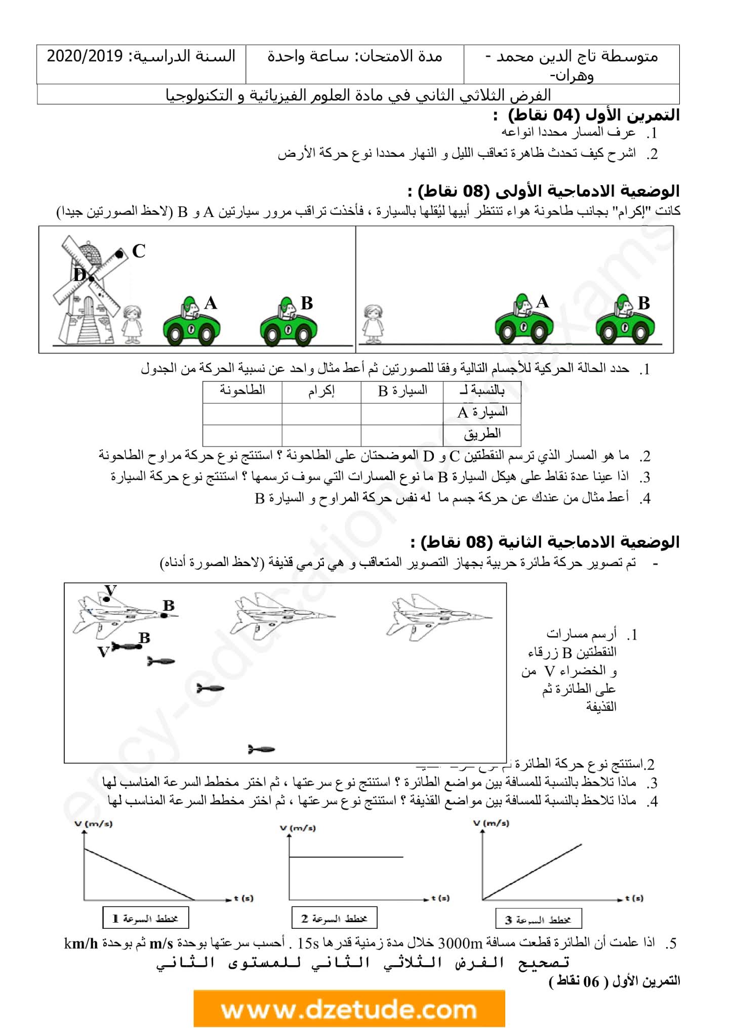 فرض الفيزياء الفصل الثاني للسنة الثانية متوسط - الجيل الثاني نموذج 4