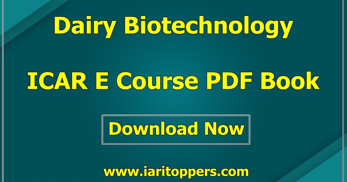 Dairy Biotechnology ICAR e course PDF Book Download E Krishi Shiksha