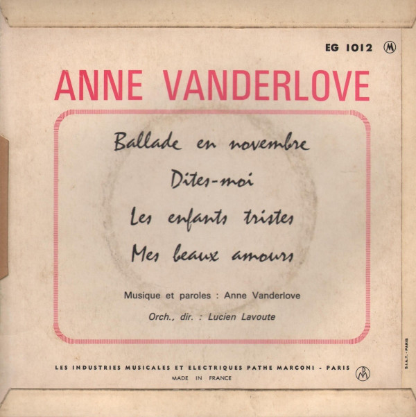 Les Chansons Perdues Anne Vanderlove