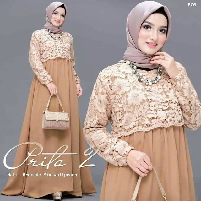 Gamis Brokat Modern Gamis Pesta Brokat Kombinasi Polos Model Baju Gamis