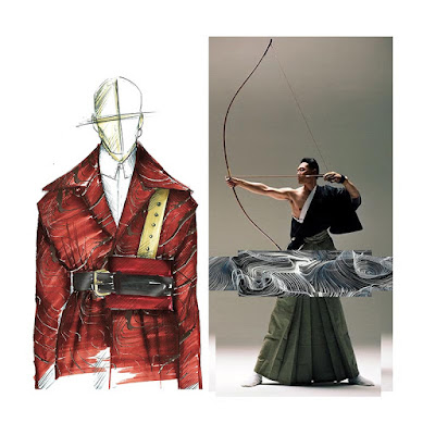 Moodboard and sketch by Tommaso Ambrosa from Accademia di Costume e Moda in Rome