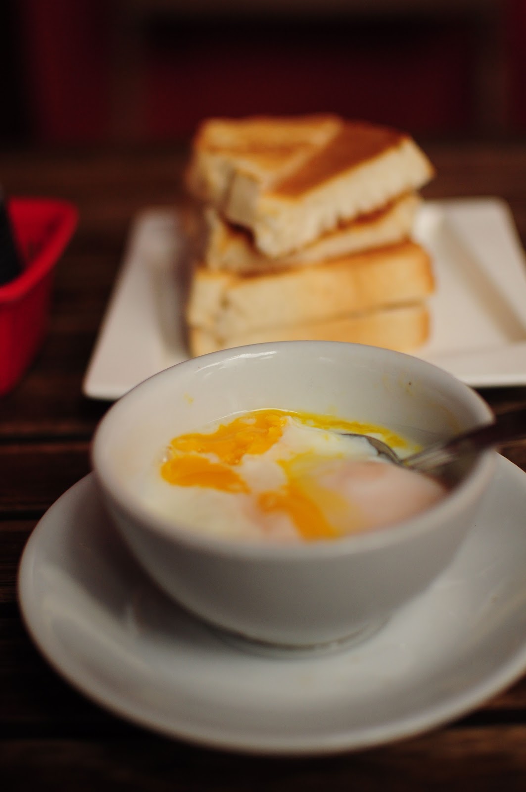 Follow My Recipe Kaya toast, a slab of butter and some half boiled eggs