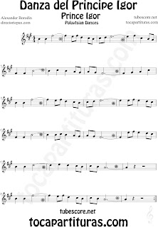 Partitura de La Danza del Principe Igor de Borodin para Trompeta y Fliscorno by Borodin Polovetzian Dance No.17 Dance Prince Igor Sheet Music for Trumpet and Flugelhorn Music Scores