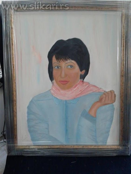 umetnička slika- tajna u plavom-ulje na platnu 50 x 40cm,umetnik vladisav bogićević-slikar Luna Niš