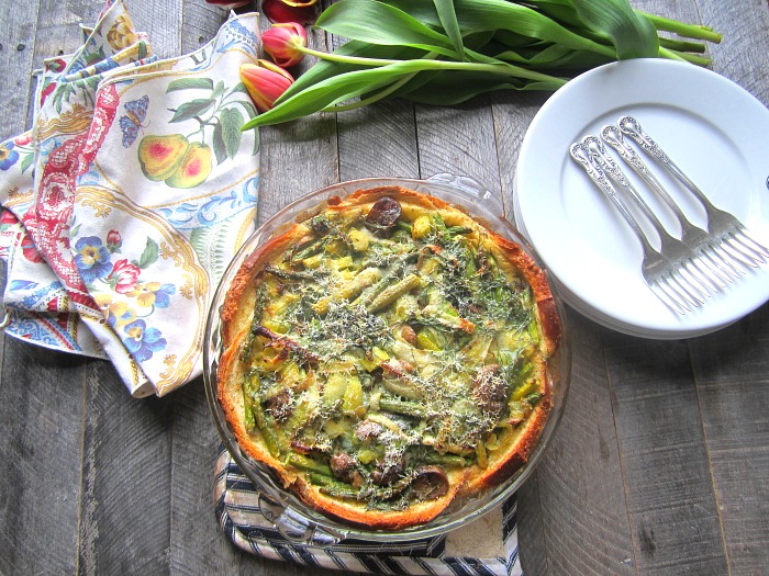 Spring Quiche w/ Asparagus, Leeks & Mushrooms