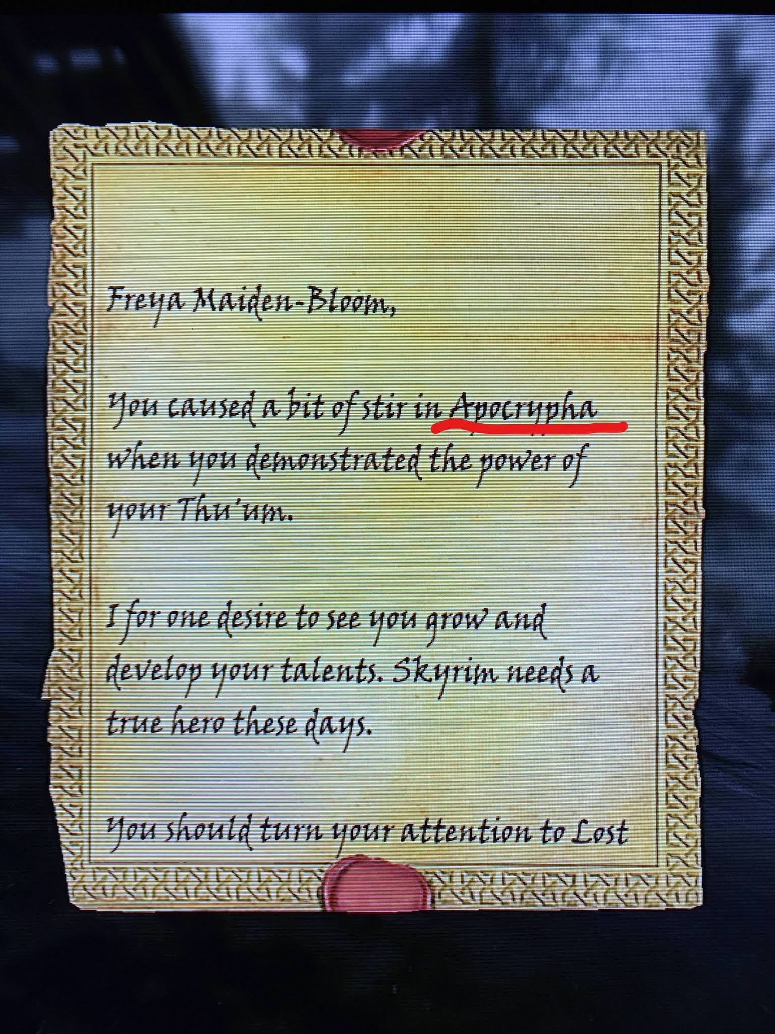 Skyrim Letter From A Friend Thankyou Letter