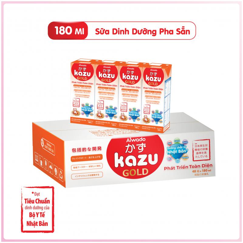 [AIWADO] Thùng Sữa Bột Pha Sẵn Kazu Gold Phát Triển Toàn Diện 180ml – 48 Hộp