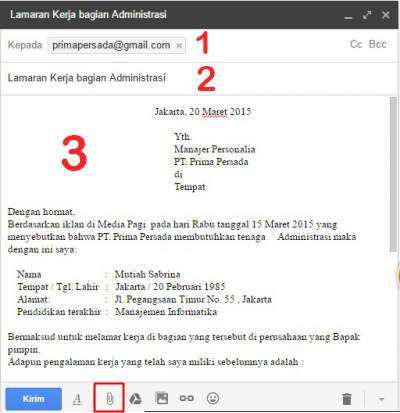 Contoh Surat Lamaran Kerja Via Email Secara Resmi Yang Baik