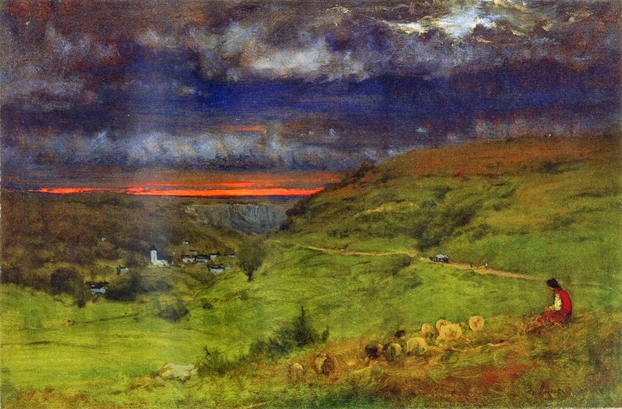 George Inness - Puesta de sol en Etretat