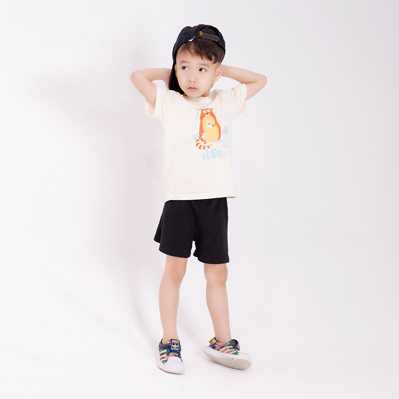 Unicorn Kids Áo phông cộc tay bé trai hình mèo lười nhiều size