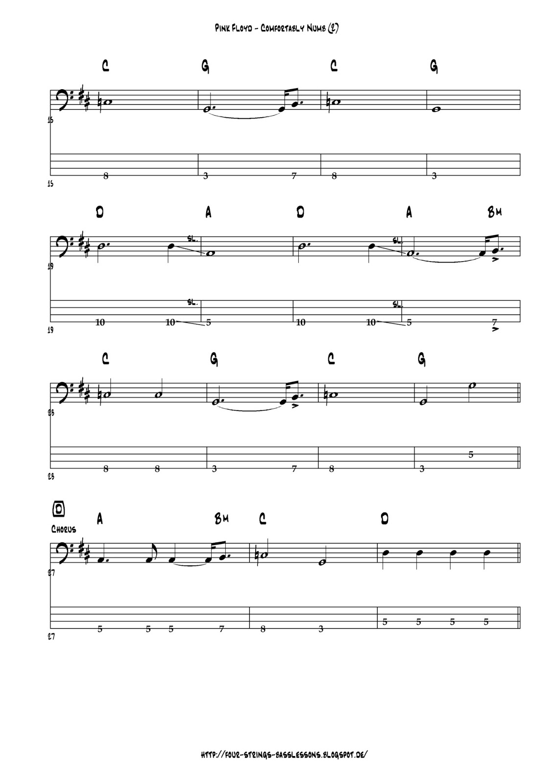 Four Strings Basslessons Weekly Basslines 215 Comfortably Numb