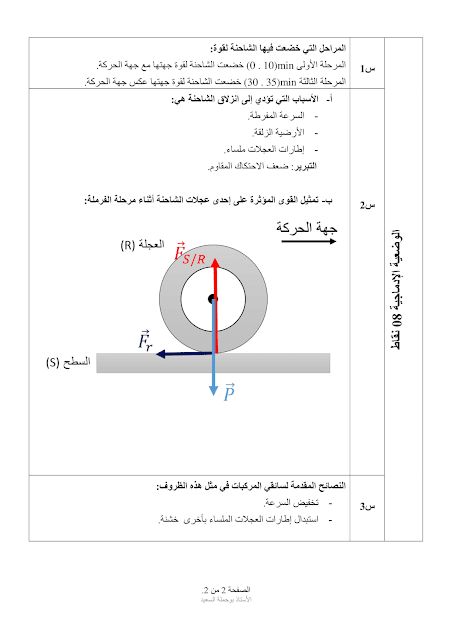 تصحيح موضوع العلوم الفيزيائية و التكنولوجية شهادة التعليم المتوسط دورة ماي 2018