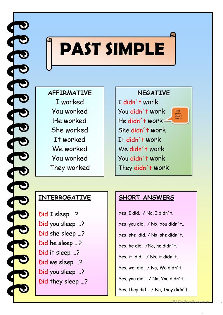 Past Forms Of Regular Verbs Worksheets