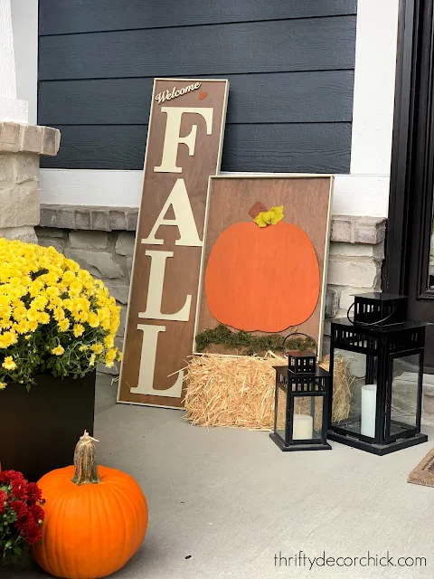 DIY large wood fall signs for front porch
