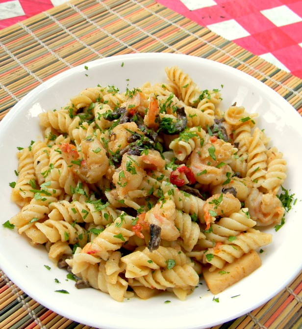 Wish Upon A Dish Shrimp and Scallops in a Mushroom Cognac Cream Sauce