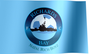 The waving flag of Richards Bay F.C. with the logo (Animated GIF)