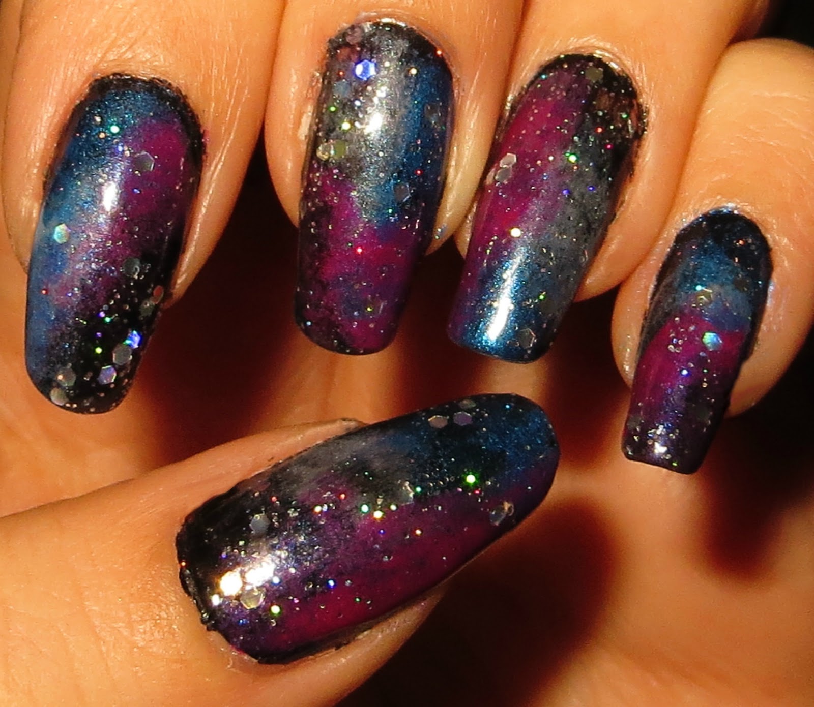 Oh what fun! First Attempt on Galaxy Nail Art