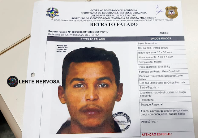 Delegacia divulga retrato falado de estuprador que tirou criança de escola no Bairro Marcos Freire