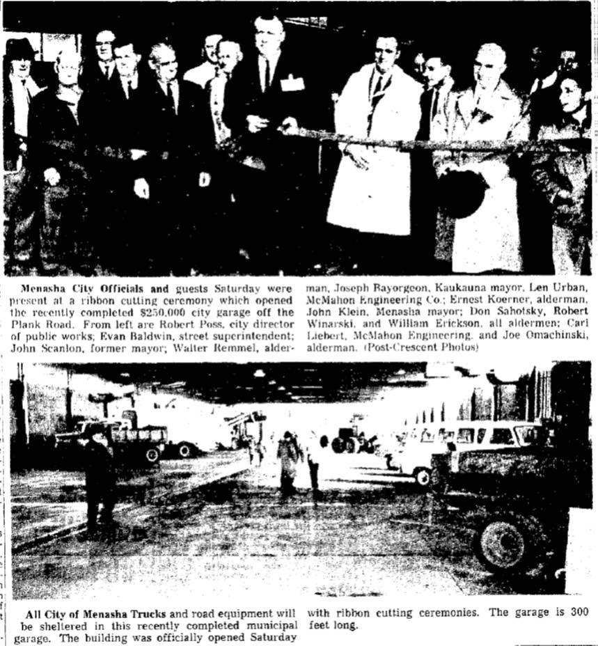 MENASHA City Garage Dedicated