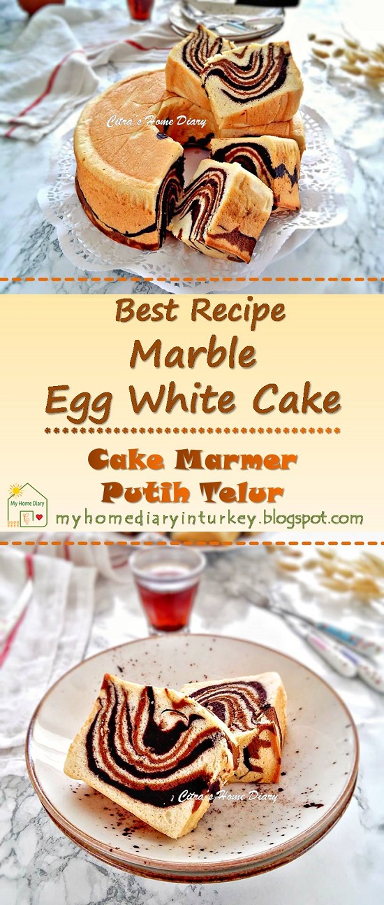 Egg White Marble Cake / Cake marmer putih telur | Çitra's Home Diary. #eggwhitecakerecipe #leftovereggwhiterecipe #cakeputihtelur #marblecake #cakemarmer #mermerkek #kektarifi #resepputihtelur #indonesisch #coffeecake