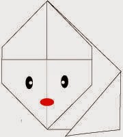Bước 7: Vẽ mắt, mũi để hoàn thành cách xếp con thỏ bằng giấy đơn giản. 