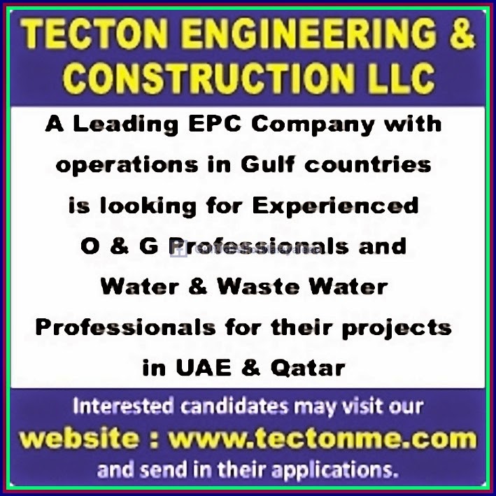 Vacancies for Engineering and Construction Company UAE AND QATAR Gulf