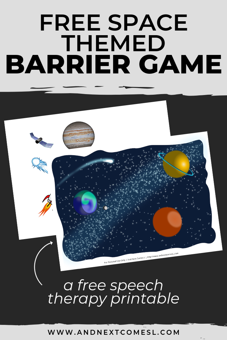 Free speech therapy barrier game: space themed