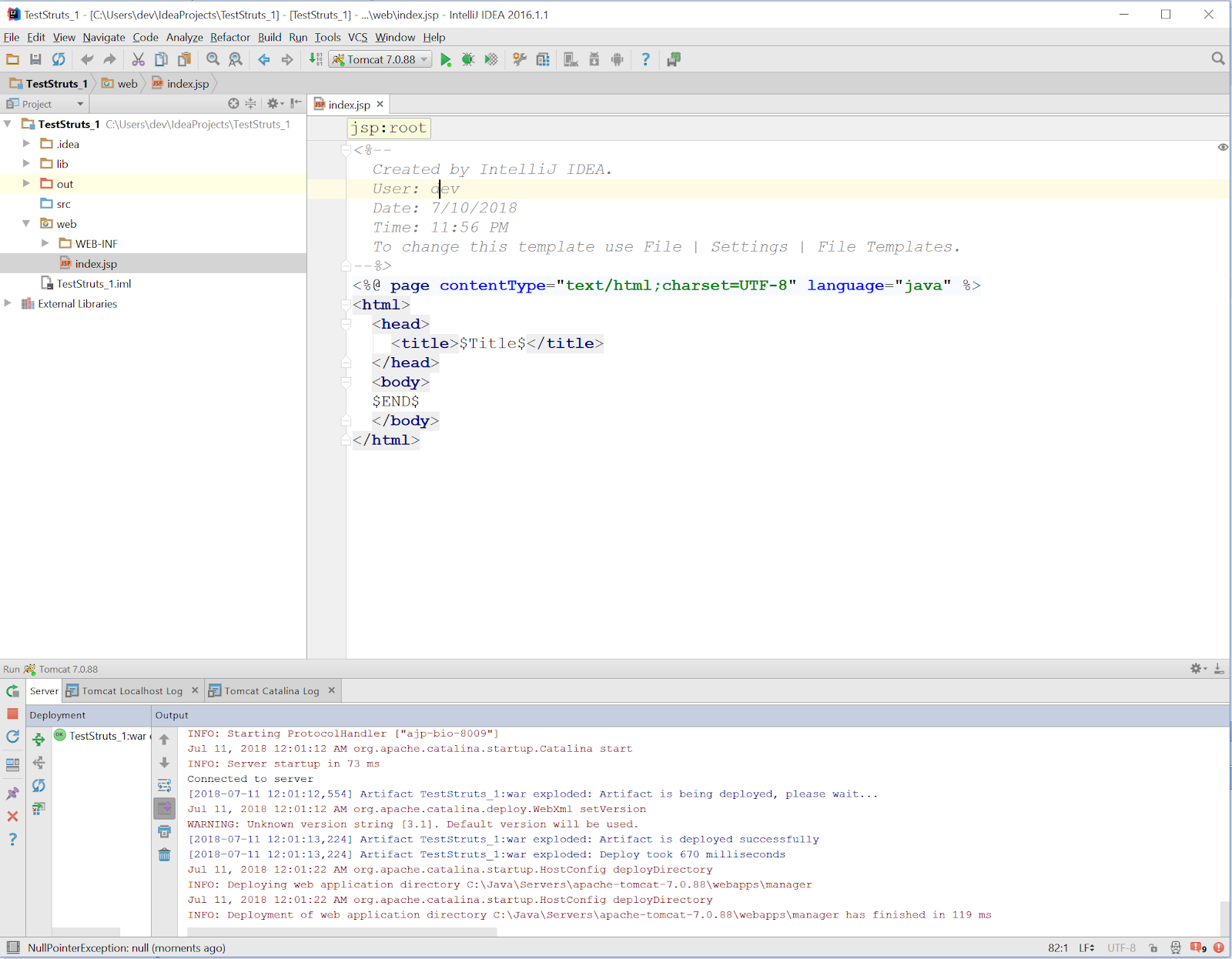 IDEA 2016 + Struts 1.3.x