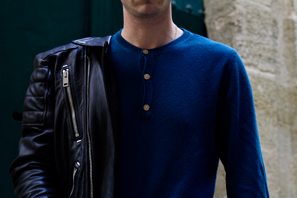 blog-mode-style-homme-paris-bordeaux-pull-somewhere-paris-perfecto-cuir-noir-diesel-echarpe-ikat-slim-jeans-apc