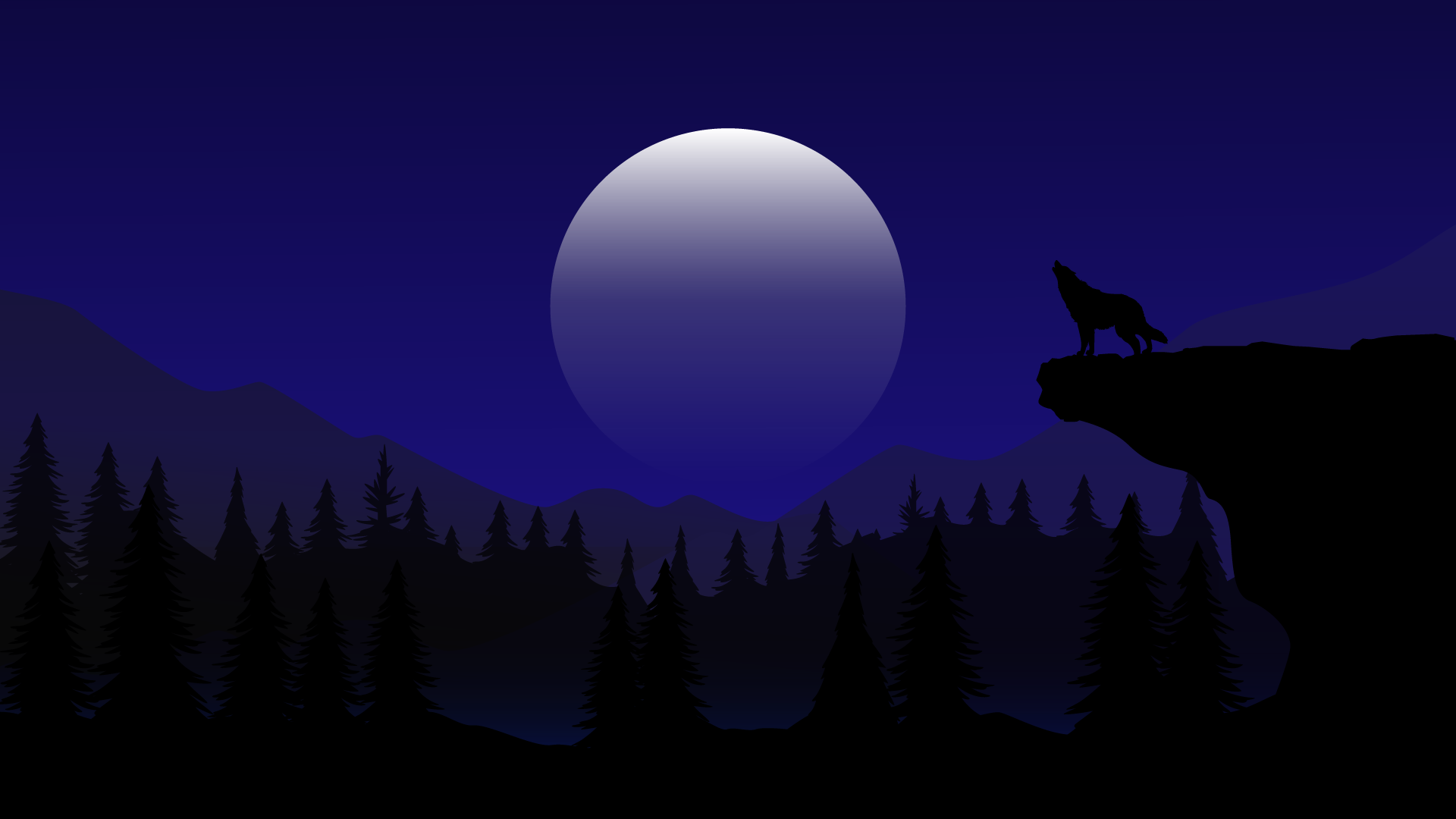 Moon night and wolf howling wallpaper for laptop mac macbook or desktop windows 4k
