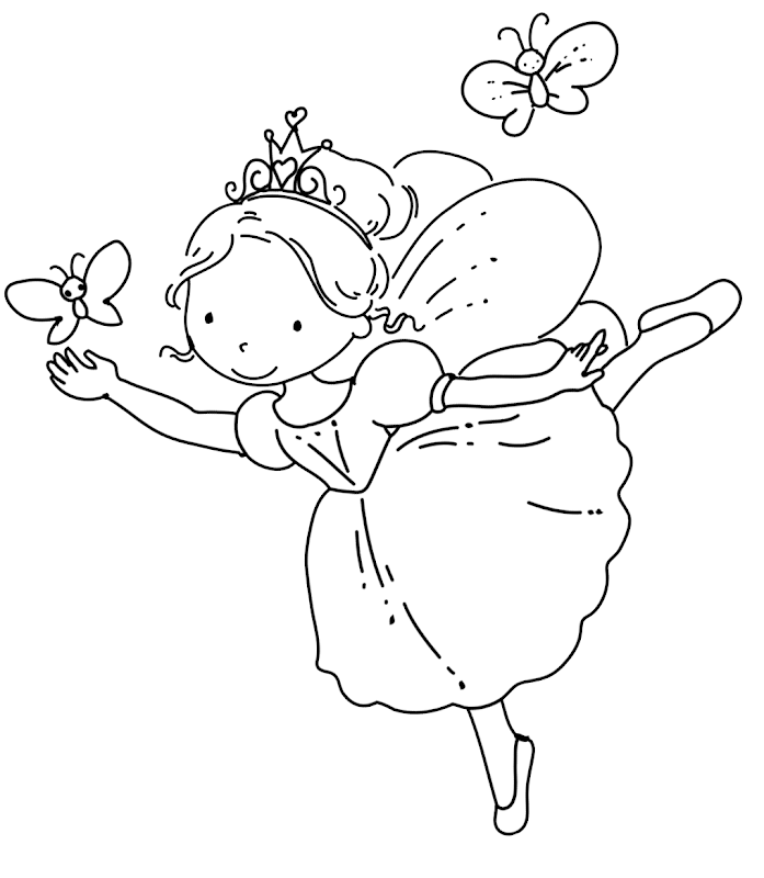 FREE Fairy Coloring Pages . Cute fairy with her butterfly, print and  title=