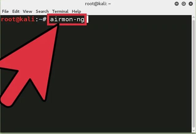 تشغيل الأمر airmon-ng على الطرفية في كالي لينكس 