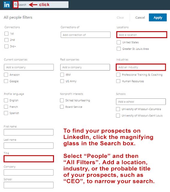 Using LinkedIn all filters for search