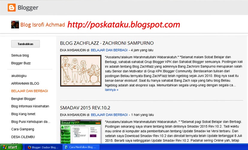 Cara Memfollow Blog Lain - KemejingNet