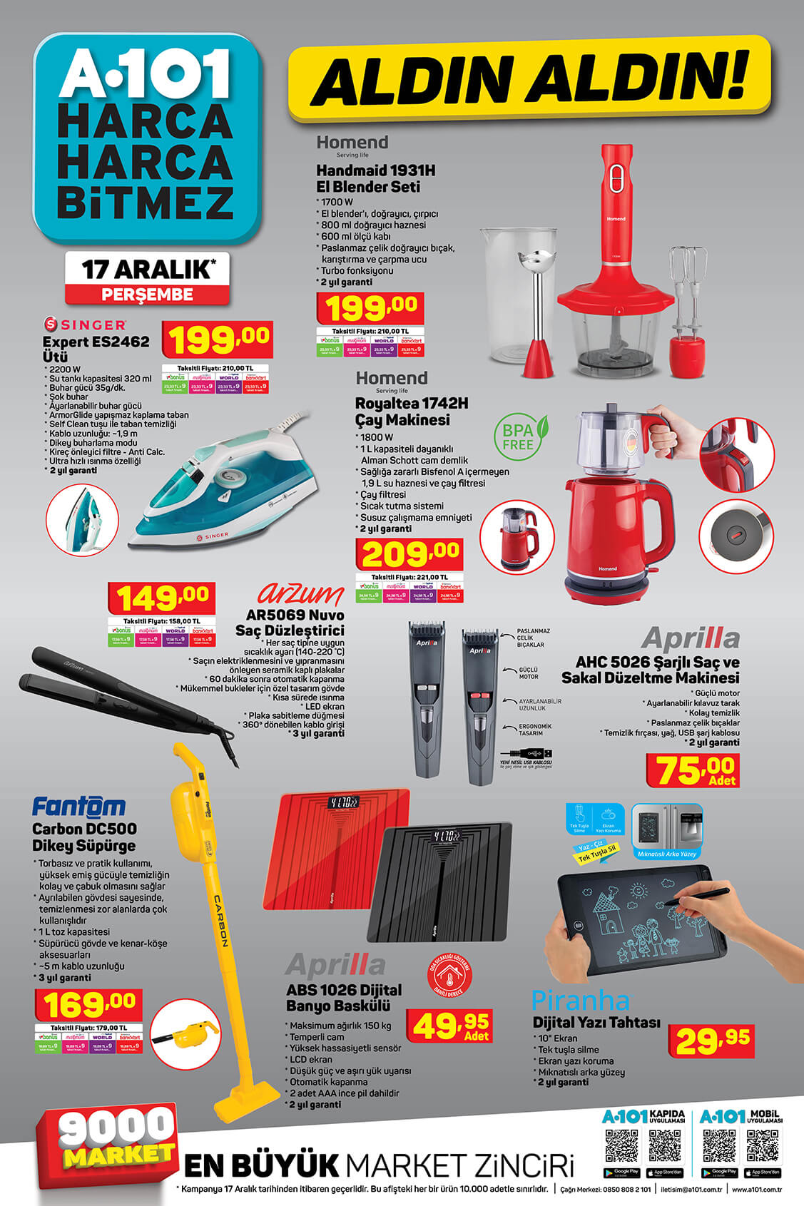 17 Aralık 2020 Perşembe A101 Aldın Aldın Broşürü