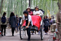 嵯峨野　竹林の道を走る人力車