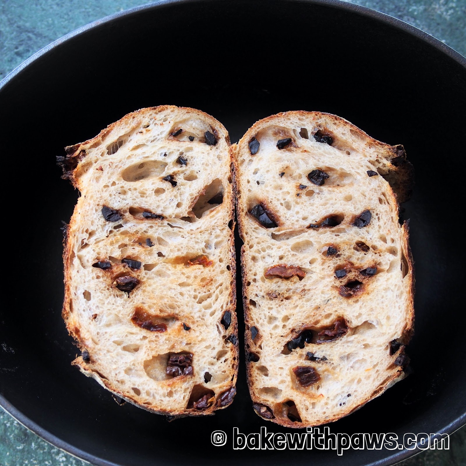 Sun Dried Tomato and Olive Sourdough Bread BAKE WITH PAWS