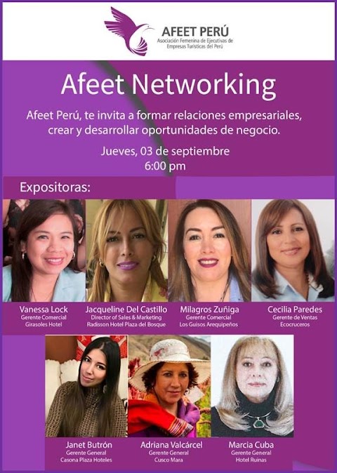 Evento: "Afeet Networking"  Jueves 03 de Septiembre, Hora: 6:00  pm    