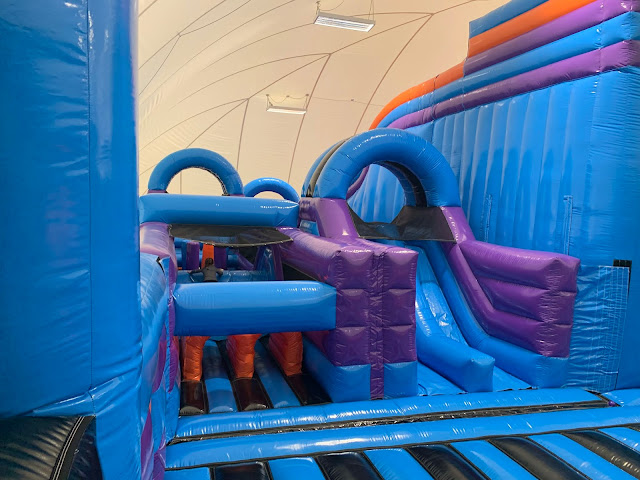inside inflatanation newcastle, blue bouncy castles 
