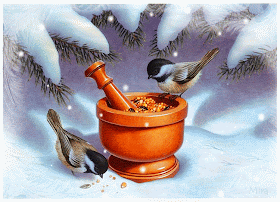 Animowane Gify Zima Mireczki: Animowane obrazki ptaki zimą
