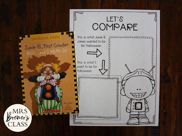 Junie B Jones Boo and I Mean It book study activities Halloween unit with Common Core aligned literacy companion activities for First Grade and Second Grade