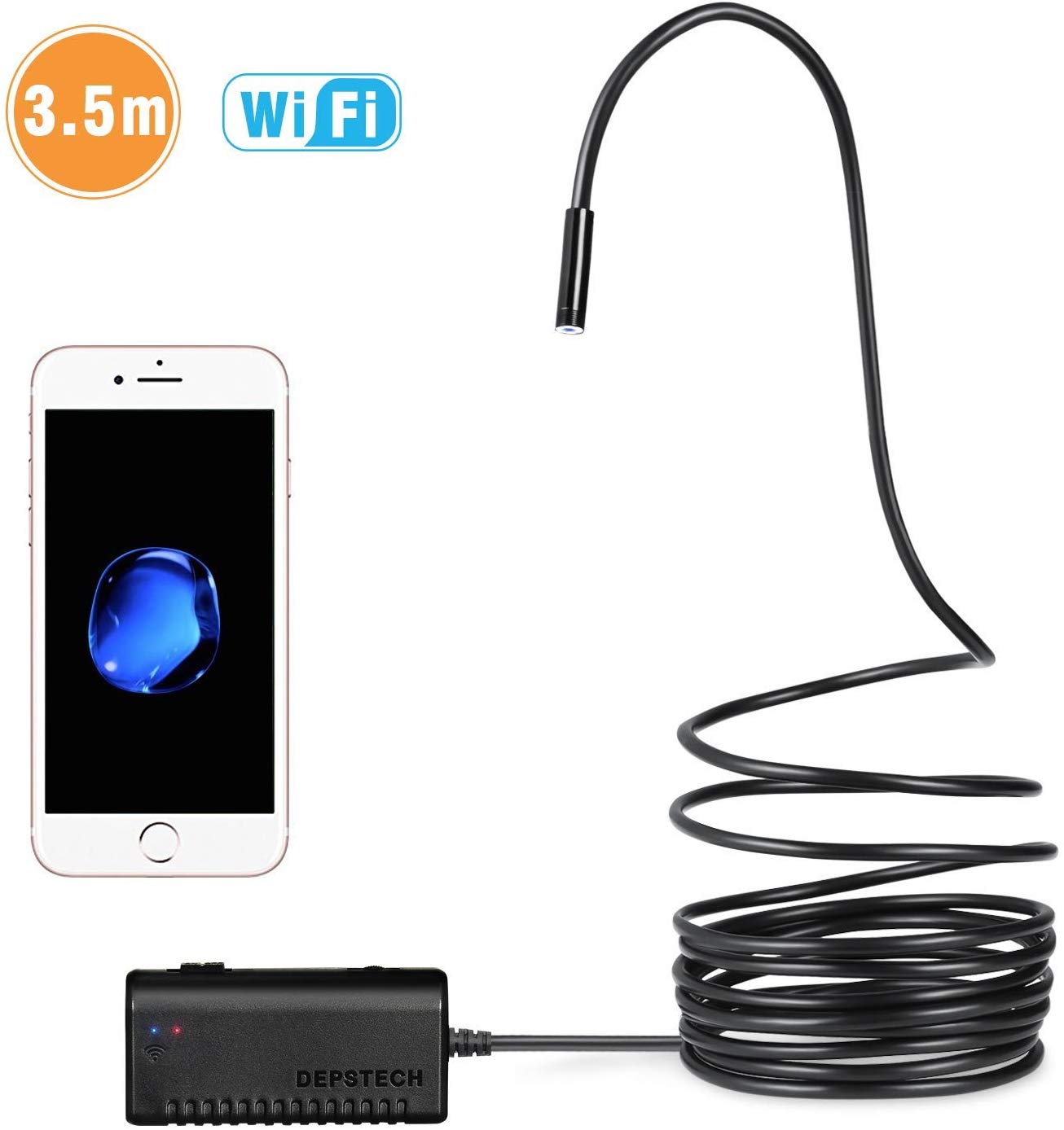 DEPSTECH Wireless Endoscope, IP67 Waterproof WiFi Borescope