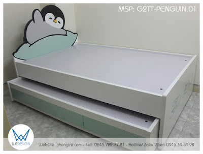 Giường tầng thấp chim cánh cụt Gentle Penguin G2TT-PENGUIN.01 lắp cho phòng ngủ bé Tuệ Linh