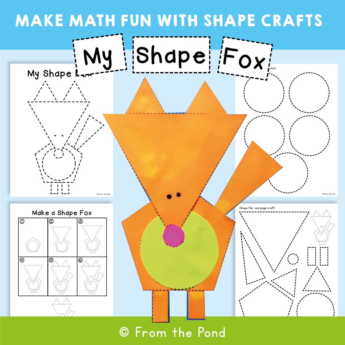 More 2D Shape Animal Crafts + A Fox Freebie! | From the Pond