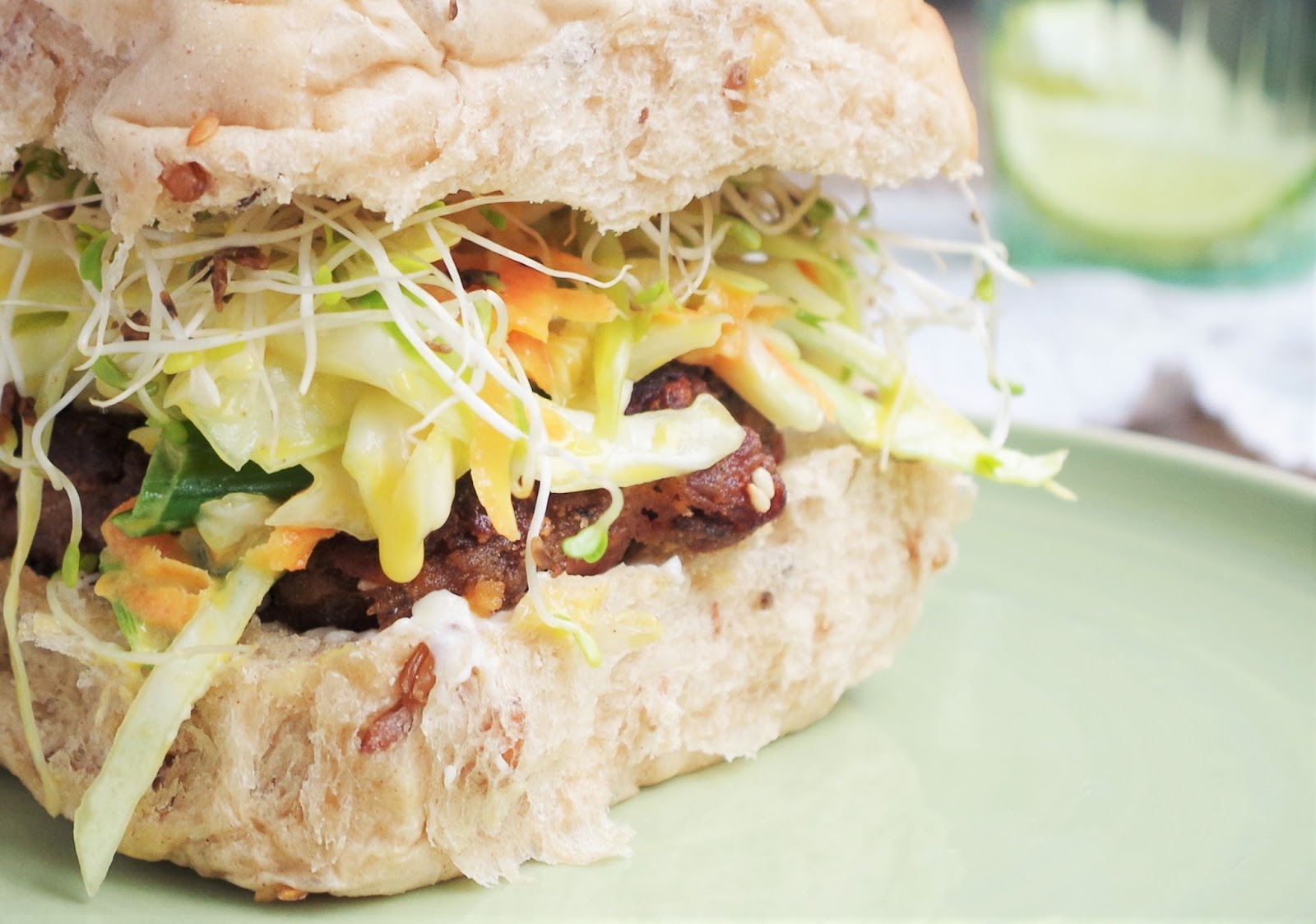 Asian Bean Burgers & Wasabi Slaw Euphoric Vegan