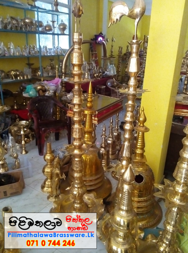 Traditional Brass Oil Lamp 6ft Kukula Pahana Ceremonial Lamp