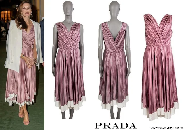 Crown Princess Mary wore Prada Flared Drape Print Dress